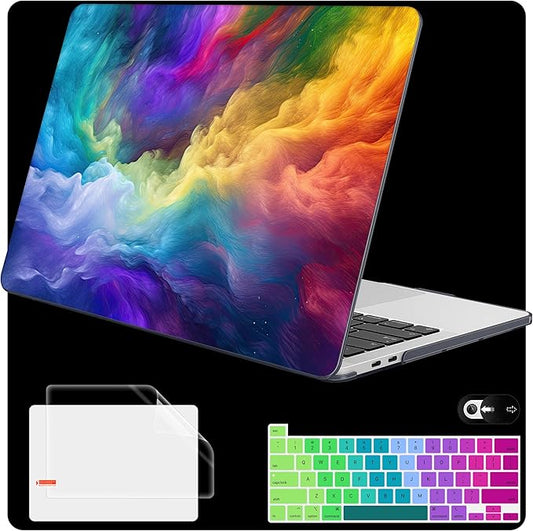 Mektron for MacBook Pro 13-inch Case 2022 2021 2020 Release A2338 M2 M1 A2289 A2251, Printed Plastic Hard Shell Cover for New MacBook Pro 13.3-inch Touch Bar Fits Touch ID，Rainbow Cosmic