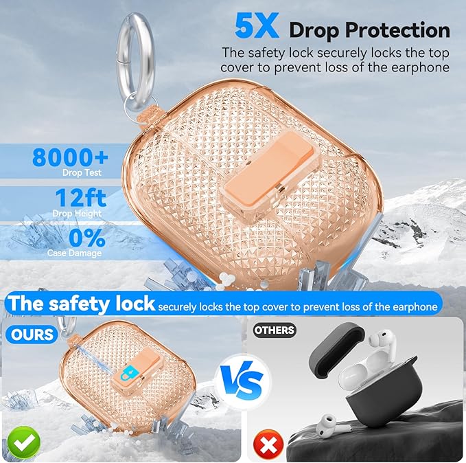 for AirPods Pro 3 Case 2025 with Phone Stand & Secure Lock, Auto-Open Clear Case Cover Compatible with Apple AirPods Pro 3rd Generation with Cleaning Kit & Keychain