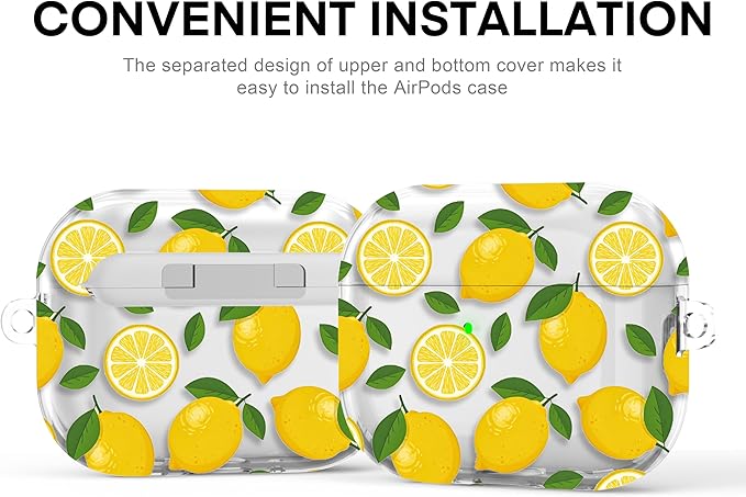 Maxjoy for AirPods Pro 3rd Generation Case, Clear AirPods Pro 3 Case for Women Men Cute Soft AirPod Pro 3 Cover with Keychain Strap for AirPod Pro 3rd Gen Cover 2025, Lemon