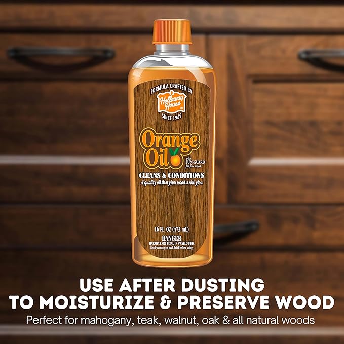 Holloway House Orange Oil Cleaner 16oz, 6Pk w/Sun-Guard for Fine Wood | Cleans & Conditions | Removes Soap Scum from Shower Doors, Stainless, Tile & Sinks | Natural Oil That Gives Wood a Rich Glow