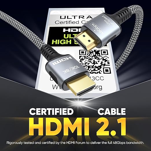 Certified HDMI 2.1 Cable 3 FT 3-Pack,8K HDMI Braided Cord Multi Pack 3FT HDMI 3PK, 48Gbps 8K@60Hz 4K@144Hz, eARC HDCP 2.3, PS5 HDMI Cable for PS5/PS4, Xbox, Switch, PC, Monitor, Roku TV
