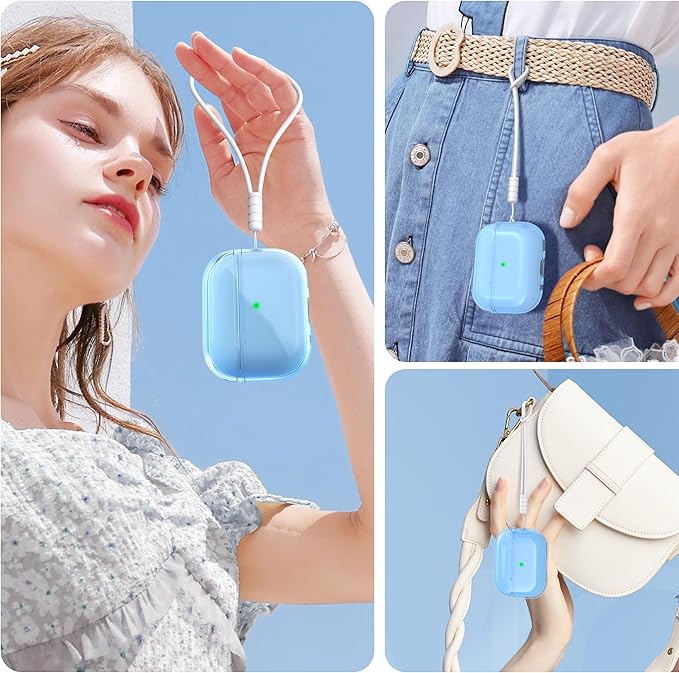 Airpods Pro 2nd/1st Generation Case Cover, Compatible with Airpods Pro Case 2nd Gen USB C Charging Port, Clear Soft Transparent Military Grade Shockproof Case, Clear Blue