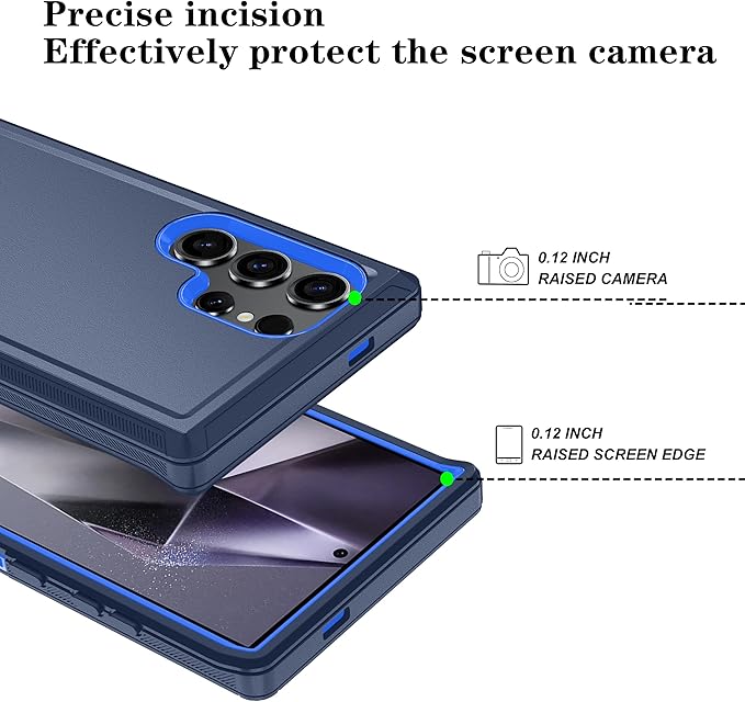 ONOLA Compatible with Samsung Galaxy S24 Ultra Case with HD Screen Protector, Heavy Duty Shockproof & Dropproof 3-Layer Cover Phone Case,DarkBlue