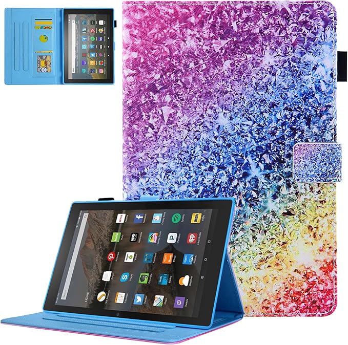 Dteck for Fire Max 11 Tablet Case - 13th Generation 2023, PU Leather Protective Folio with Auto Sleep Wake, Adjustable Viewing Angles, 4 Card Slots, Lightweight Cute Case, Rainbow