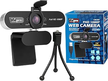 Vidpro CM-HD 1080P Full HD Webcam with Built-in Microphone and Mini Tripod - Plug and Play 85-Degree FOV USB Webcam with Noise Canceling Filter Perfect for Video Calls Meetings Live Streaming Gaming - Image 2