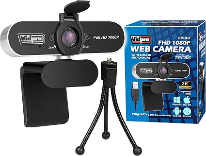 Vidpro CM-HD 1080P Full HD Webcam with Built-in Microphone and Mini Tripod - Plug and Play 85-Degree FOV USB Webcam with Noise Canceling Filter Perfect for Video Calls Meetings Live Streaming Gaming - Image 4