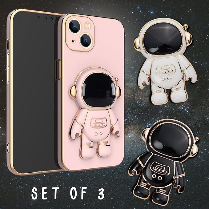 3 Pack - Astronaut Phone Ring Holder Finger Kickstand | Cute Foldable ABS Space Phone Back Grip Smartphone Hidden Stand | Compatible with All Phones and Tablets for Girls Women and Men