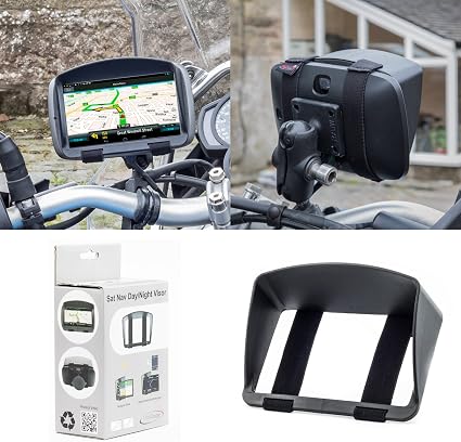 DigiCharge 5-Inch Motorcycle GPS Sun Shade Visor – Fits Garmin Zumo 396/395/595/590, Tomtom Rider 500 550 420 450 410, Go Comfort, Go Supreme, BMW Navigator V/IV – Anti-Glare Clip-On Hood