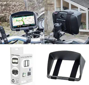 DigiCharge 5-Inch Motorcycle GPS Sun Shade Visor – Fits Garmin Zumo 396/395/595/590, Tomtom Rider 500 550 420 450 410, Go Comfort, Go Supreme, BMW Navigator V/IV – Anti-Glare Clip-On Hood
