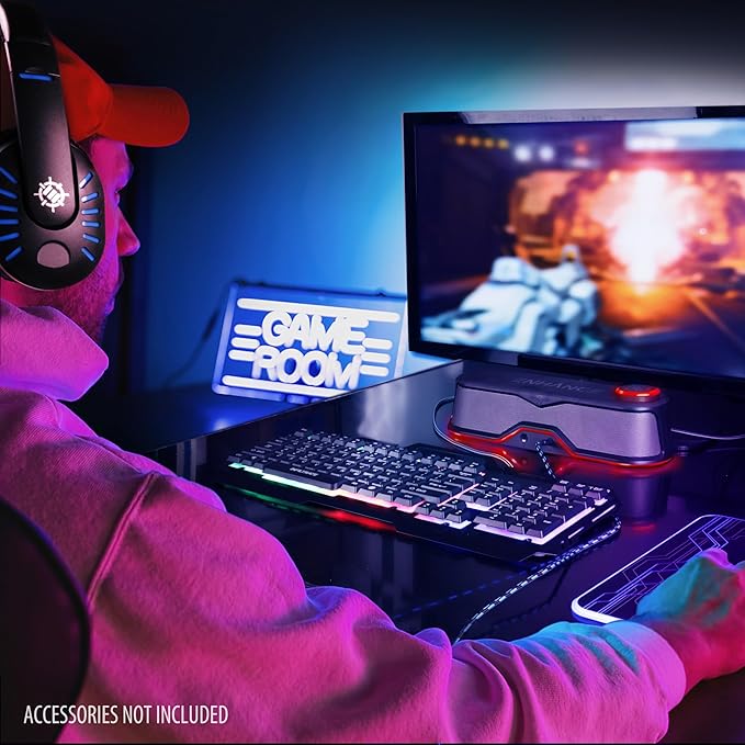 ENHANCE SB1 High Excursion Computer Soundbar - USB Powered Computer Speaker, Under Monitor Speaker with 10W Peak, LED Volume Control Knob, Headset Pass Through, Gaming Soundbar for PC