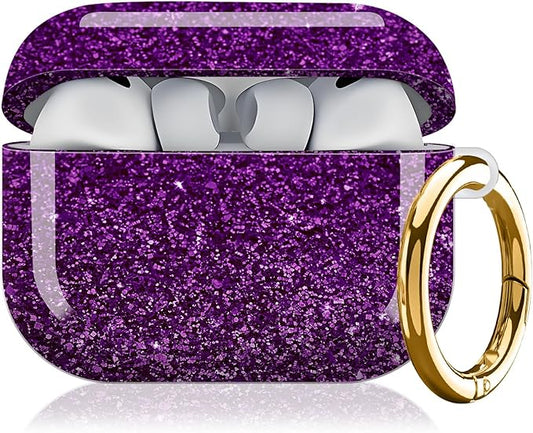 Compatible with AirPod Pro 3rd Generation Case 2025,Fashion Protective Cover with Keychain, Anti-Scratch, Drop Protection,Shockproof Cover for AirPod Pro 3 Women(Shiny Purple)