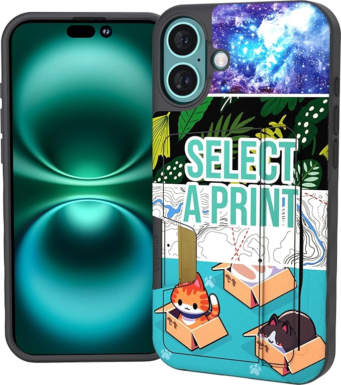 Smartish® iPhone 16 Plus Wallet Case - Wallet Slayer Vol 2 [Slim + Protective] Credit Card Holder w/Kickstand - Drop Tested Hidden Card Slot Cover Compatible w/Apple iPhone 16 Plus - Custom Prints