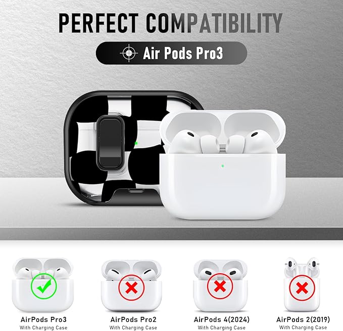 Compatible Airpods Pro 3 Case (2025) with Phone Stand & Cleaner Kit,Cute Soft Silicone Lock Clip Apple AirPods Pro 3rd Generation Case, Airpod Pro 3 Cover with Keychain for Women/Girls