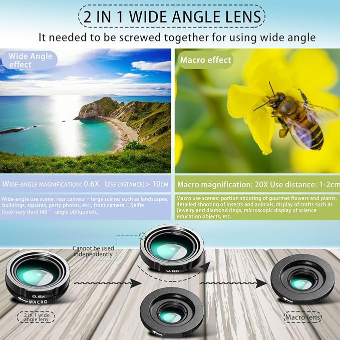High Power 28x HD Phone Telephoto Lens Cell Phone Camera Lens Kit 198 Degree Ultra Wide Angle Fisheye Lens