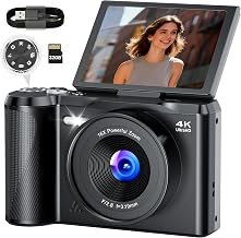 Digital Camera 4K for Photography Vlogging: 56MP Cameras with Mode Dial for Video - 16X Zoom Photo Camera Gifts for Teens Ages 8-16 - 180°Flip Screen Compact Cámara - Point and Shoot Digital Cameras - Image 1