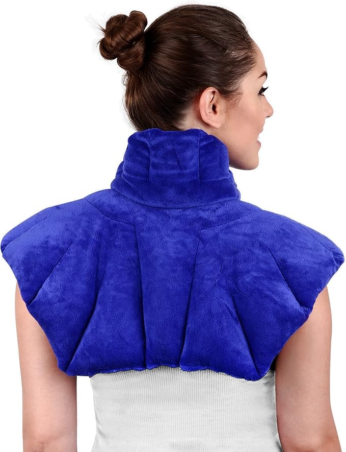 Microwavable Heating Pad for Neck, Shoulders, and Back by Joy & Grace | 5 Lb Weighted Neck & Shoulder Wrap | Moist Heat Therapy Pack for Relaxation and Comfort | Soft Micro-Mink Cover | Scented Blue