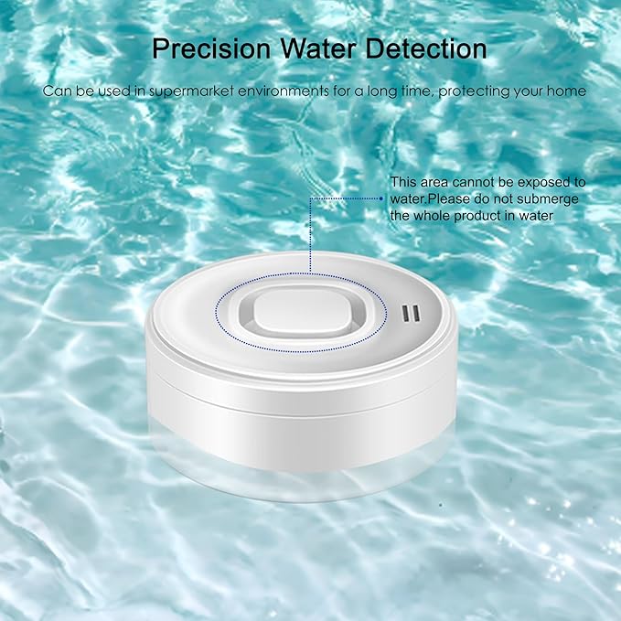 WiFi Water Leak Detector: Smart Water Sensor Alarm,100dB Adjustable Alarm and App Alerts for Kitchens, Basements, Bathrooms, 2 Detectors & 1 Base Station