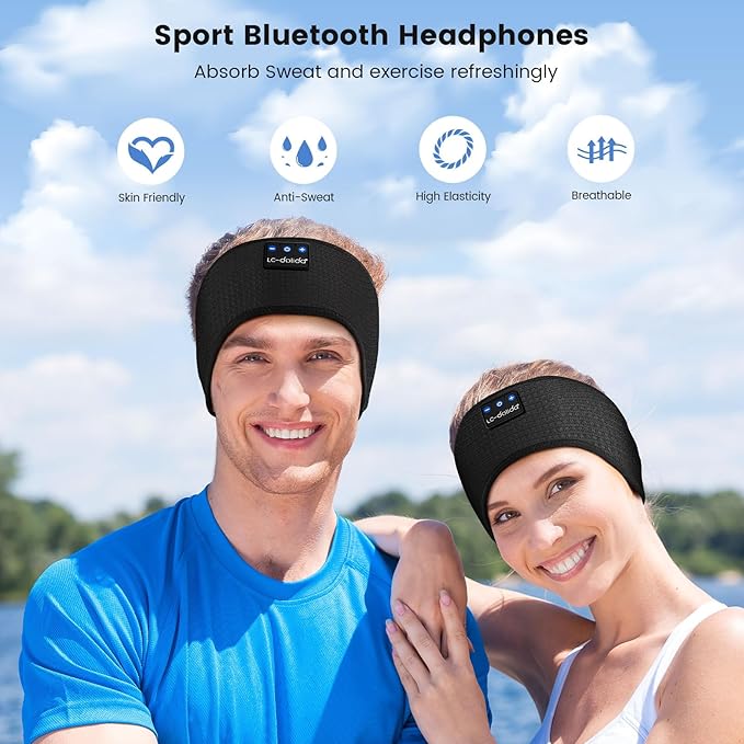 LC-dolida Sleep Headphones Bluetooth, Wireless Band Sleep Headphones Sleep with Thin HD Stereo Speakers Music Perfect for Side Sleepers, Sport,Travel Best Gifts for Men Women