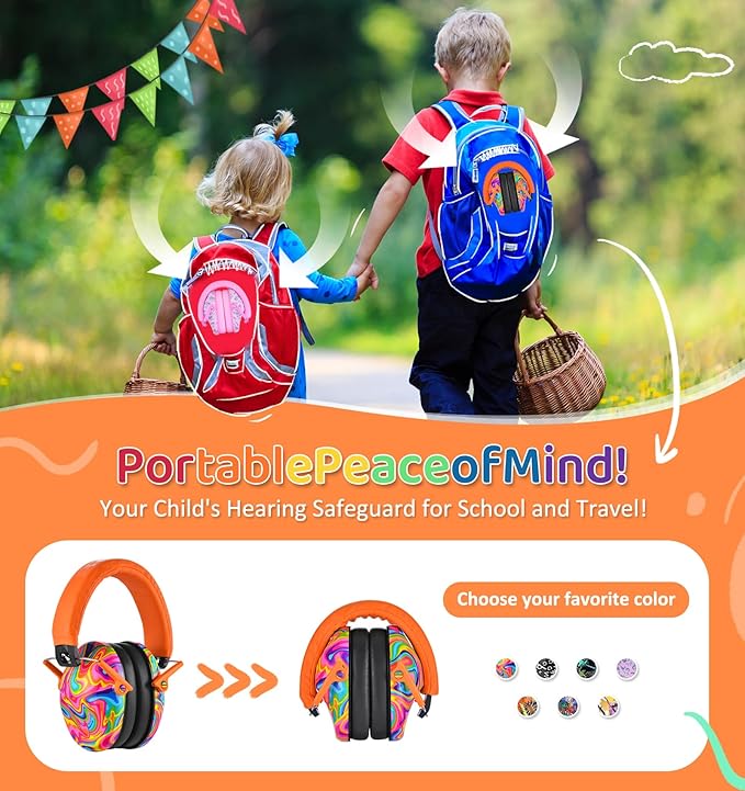 PROHEAR 032 2 Pack Kids Ear Protection, NRR 25dB, Adjustable Headband Safety Earmuffs for Sports Events, Concerts, Airports