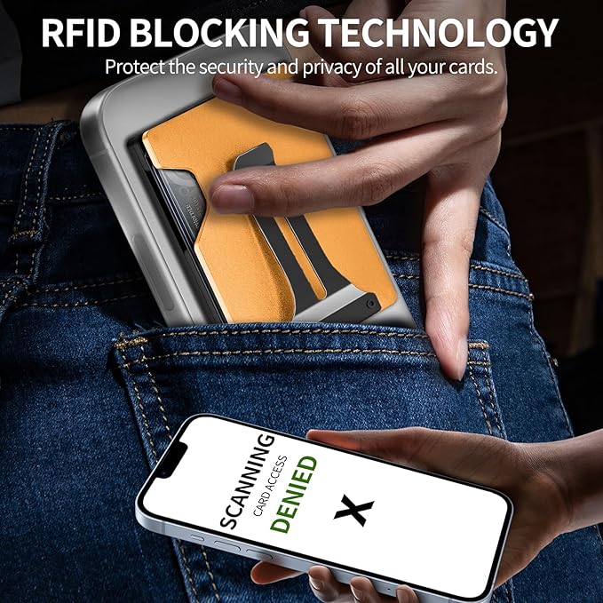 Magnetic Phone Wallet with Apple MagSafe - Metal Card Holder with AirTag Holder, RFID Blocking & Money Clip Mag Safe Wallet for iPhone 16 15 14 13 12 Pro Max/Pro/Plus/Mini