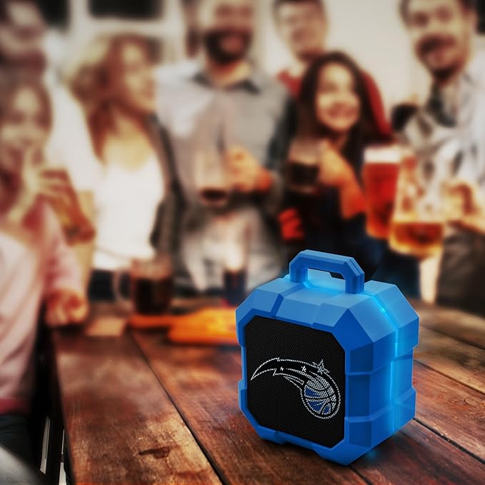 SOAR NBA Shockbox LED Wireless Bluetooth Speaker - Water Resistant IPX4, 5.0 Bluetooth with Over 5 Hours of Play Time - Small Portable Speaker - Officially Licensed NBA, Perfect Home & Outdoor Speaker