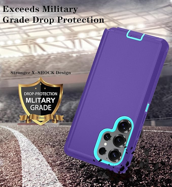 ONOLA Phone Case for Samsung Galaxy S25 Ultra Case with HD Screen Protector, Heavy Duty Shockproof & Dropproof 3-Layer Cover Phone Case for Galaxy S25 Ultra 6.9''，PurpleSkyBlue