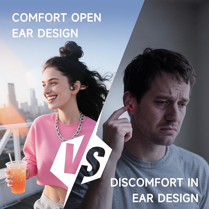 Open Ear Headphones,Bone Conduction Earphones Bluetooth 6.1 Wireless Air Conduction Headphones Sport Earbuds,IPX6 Waterproof,Clear Call,Lightweight Earphones for Running Cycling Workouts(Black)