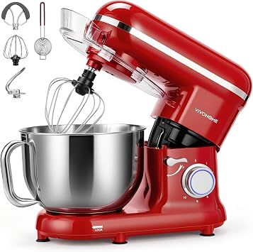 VIVOHOME Stand Mixer, 6-Quart Tilt-Head Kitchen Mixer with Bowl, Red