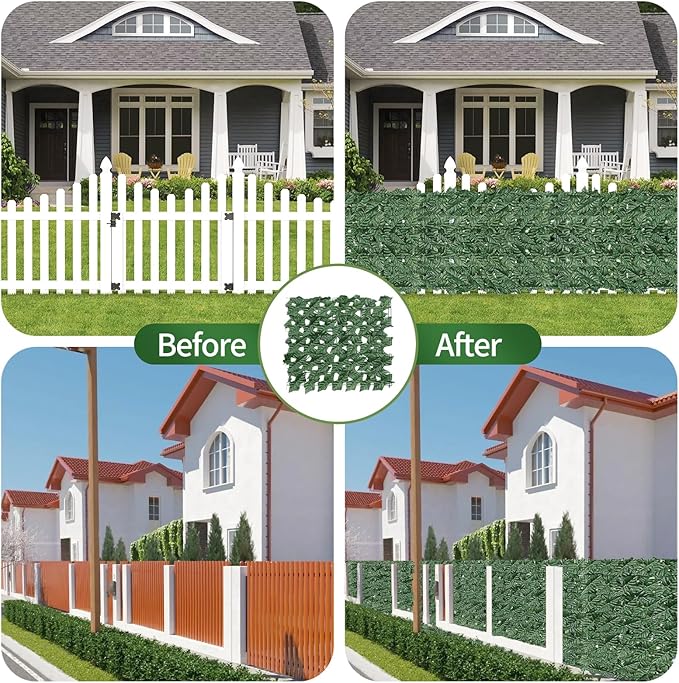 Artificial Ivy Privacy Fence Screen,40" X 40" UV-Anti Fake Leaves Plant Vine,Privacy Hedges Wall for Indoor Outdoor Garden Backyard Decor