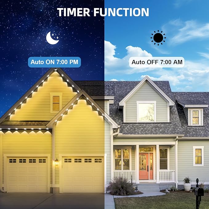 Permanent Outdoor Lights Pro, 100ft with 72 RGB LED Lights for Daily and Accent Lighting, IP65 Waterproof Smart Eaves String Lights with App & Remote,Rainbow Light for Halloween,Christmas-100FT