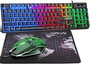 CHONCHOW Gaming Keyboard and Mouse Led Backlit USB Wired with Light Up 104Key 3600DPI 2 Side Button Mouse Keyboard Mechanical Feeling Compatible with PC Mac OS Xbox Ps4 Ps5 with Mousepad - Image 1