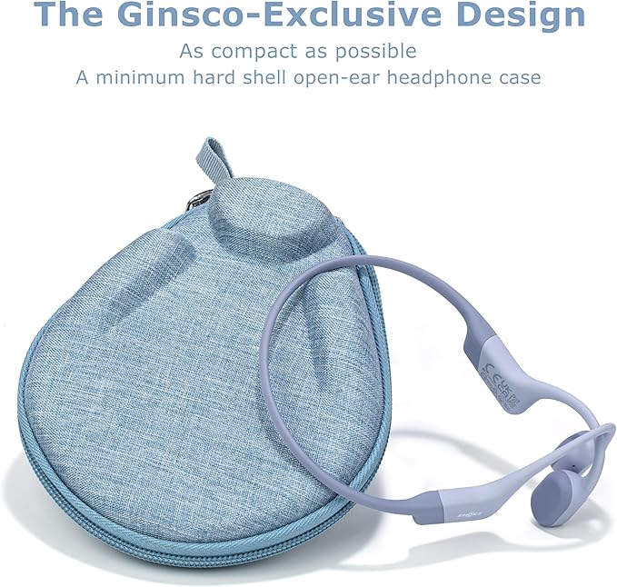 Ginsco Universal Bone Conduction Headphones Case Compatible with SHOKZ New OpenRun Pro 2/Pro 2 Mini/OpenRun/OpenSwim Open-Ear Sport Headphones, Compatible with CXK/BAICLUD/MRYTKY (Light Blue)
