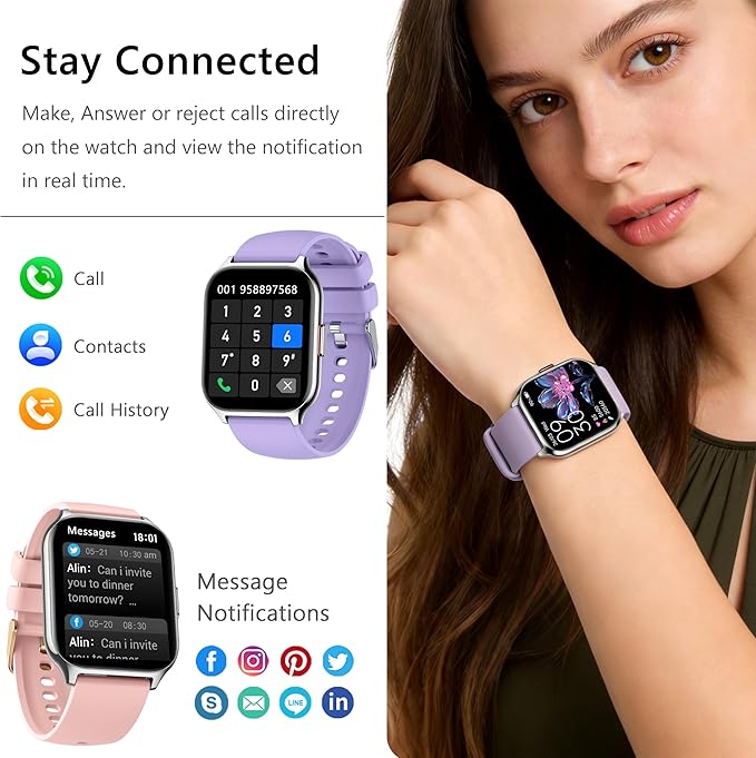 Smart Watch 45mm for Women Men(Dial/Answer Calls), 2.0" Fitness Tracker Watch with Heart Rate/Blood Pressure/Blood Oxygen Monitor for Android iOS