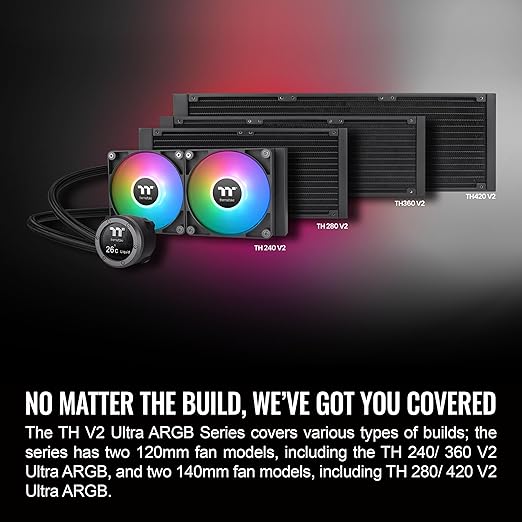Thermaltake TH240 V2 Ultra ARGB Sync/AlO Liquid Cooler/ARGB Fan 120 * 2/PWM 500~1500rpm/Water Block 2.1" LCD/Black, CL-W383-PL12SW-A