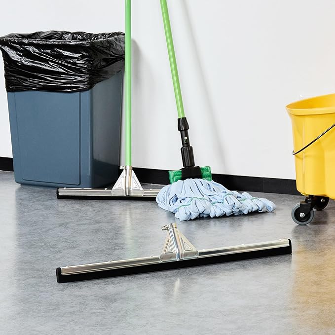 Restaurantware-SQUEEGEE ONLY: Clean Tek Professional 29.92 Inch Floor Squeegee, 1 Broom With Double Rubber Blade - Handle Sold Separately, Heavy-Duty, Steel Wiper For Concrete Floor