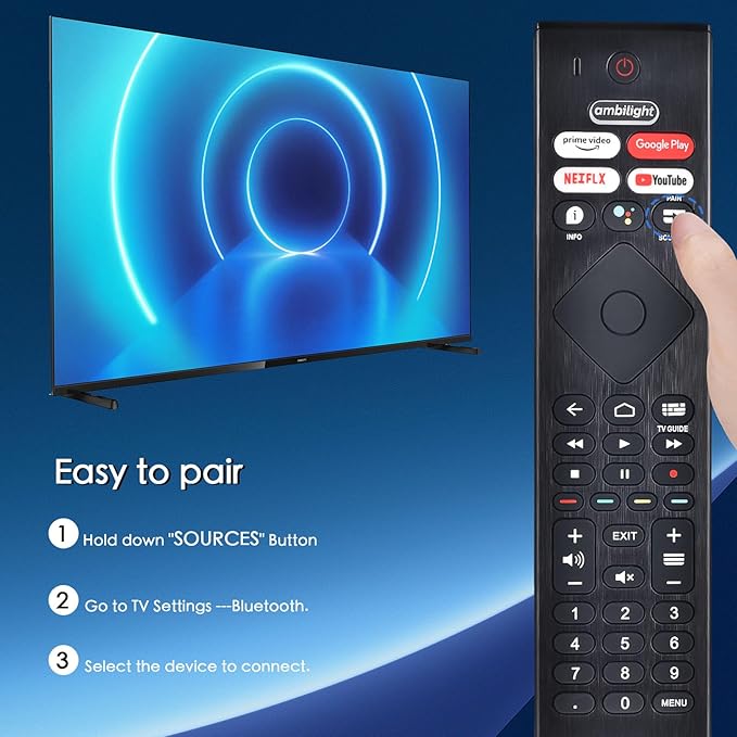 Voice Replacement Remote for Philips Smart TV: Universal Control for Philip 4K Ultra HD Smart Android TV with Google Assistant.for 43" 50" 55" 65" 75" Class 5704 5504 5604 5806