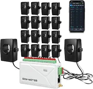 Smart Home Energy Monitor with 16 50A circuit sensors, Real-Time Power Usage & Electricity Cost Tracking, Achieve energy automation control.