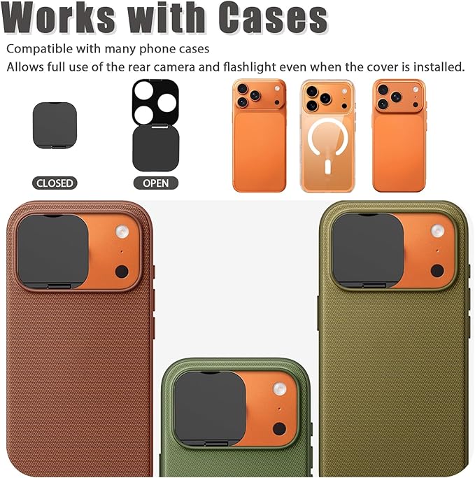Camera Lens Cover Compatible for iPhone 17 Pro/ 17 Pro Max,Camera Lens Protector to Protect Privacy and Security,Strong Adhesive Black-2 Pack