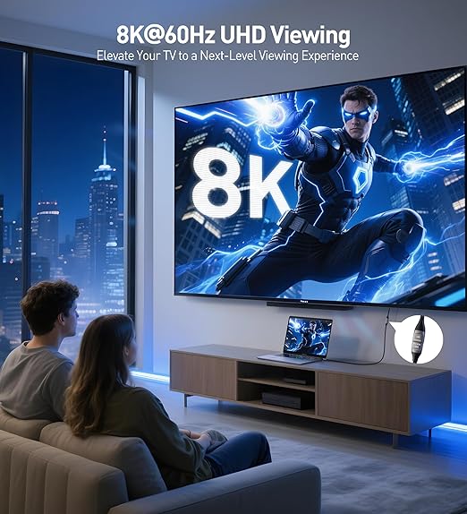 Cable Matters 48Gbps Ultra HD 8K HDMI Extension Cable - 3.3ft / 1m, Supports [8K@60Hz / 4K@240Hz with HDR], HDMI Male to Female Extender Cable, Graphite Black