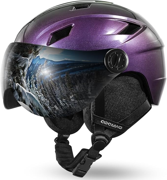 Odoland Ski Helmet with 2-in-1 Visor Goggles, Light Weight Snowboard Helmet for Men Women, Snow Sport Helmets for Skiing, Skating, Snowboarding