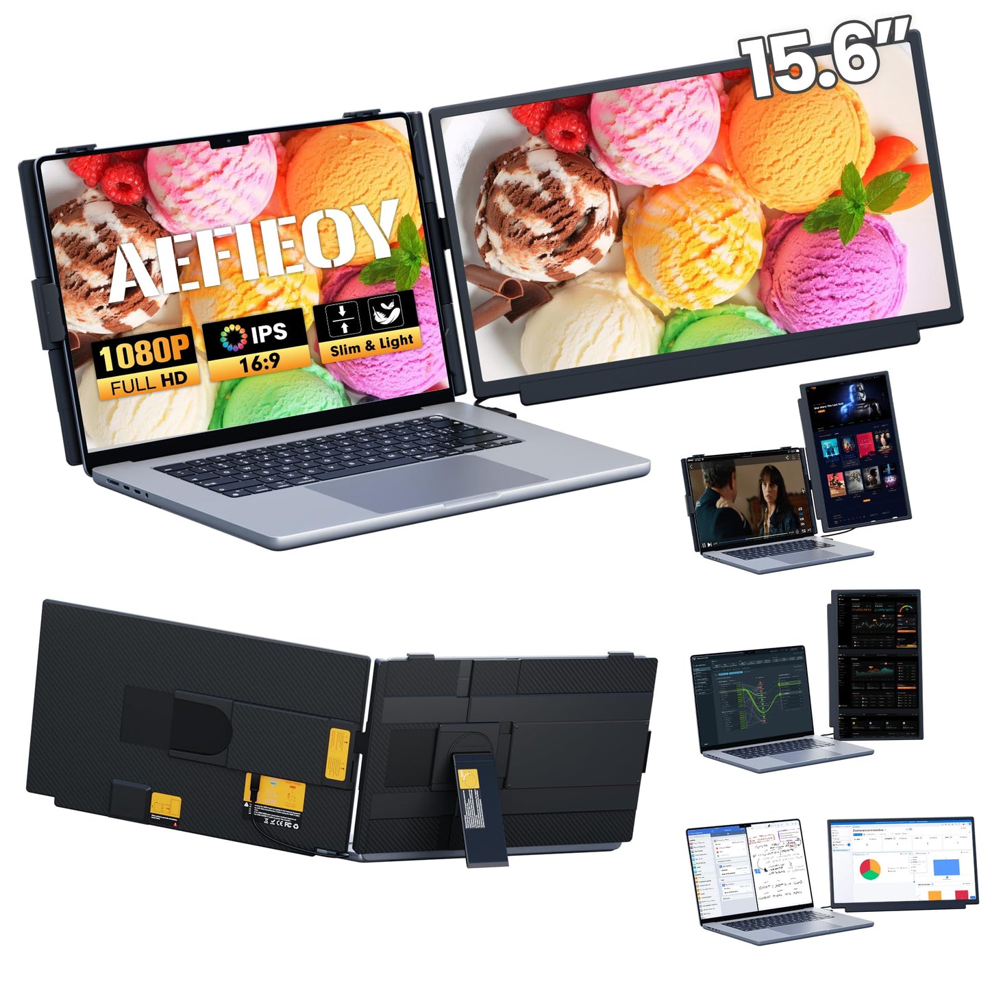 Upgraded Laptop Screen Extender, 15.6”Ultra-Thin Dua | Charging & Powe - Image 1