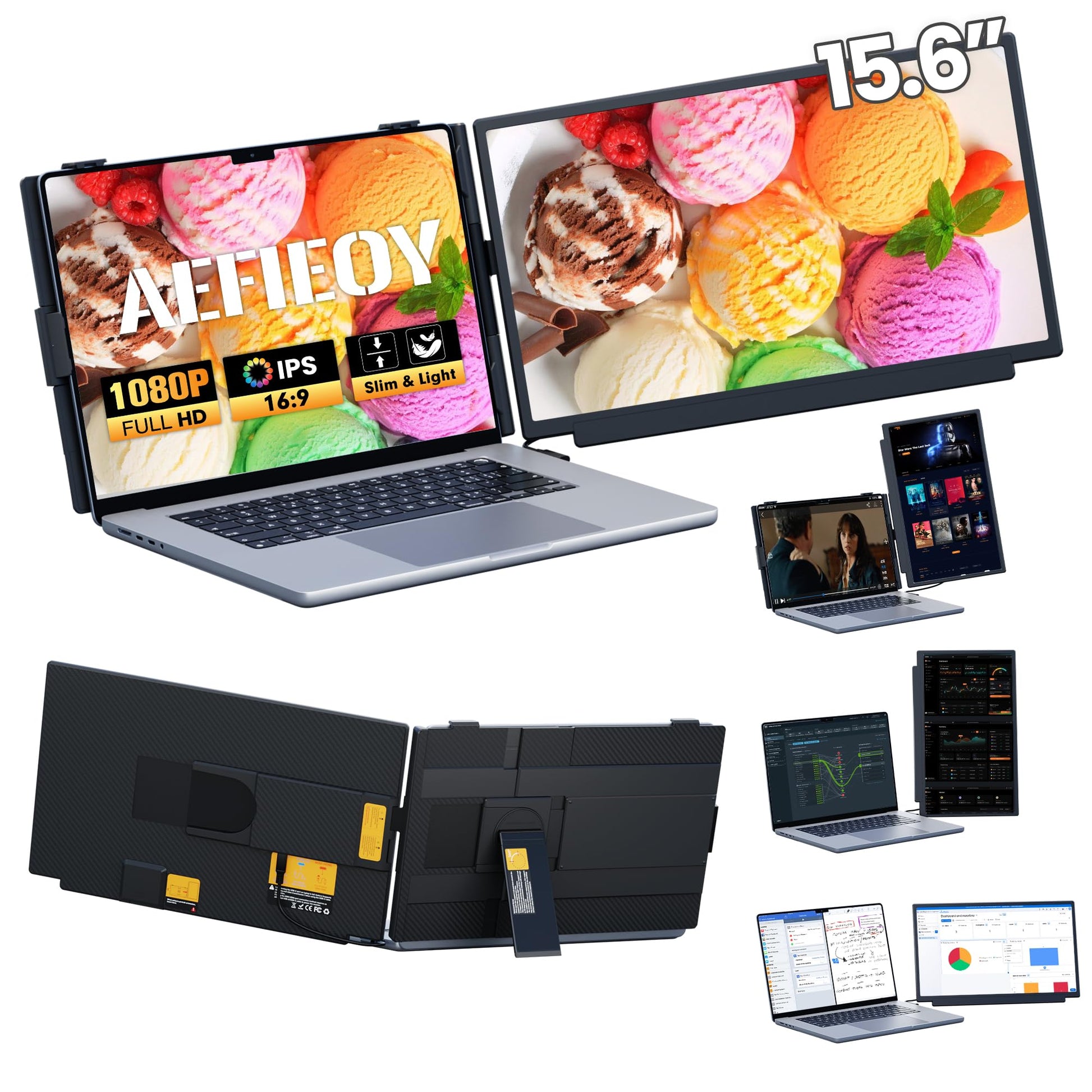 Upgraded Laptop Screen Extender, 15.6”Ultra-Thin Dua | Charging & Powe - Image 1