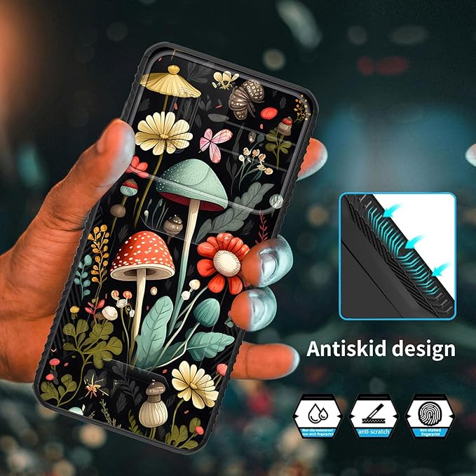 for Galaxy A26 5G Case Built in Slide Camera Lens Cover,Heavy Duty Shockproof Protection Dual Layer Case for Samsung Galaxy A26 5G 6.7" 2025,Mushroom Forest