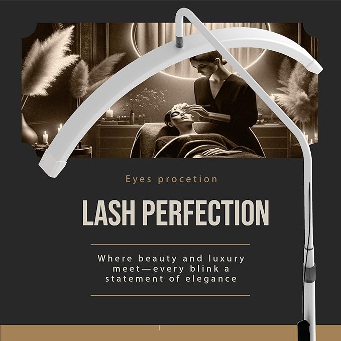 Hi_friend 23 inch Half Moon Lamp, Portable Esthetician Lash Light for Lash Tech, Bright Eyelash Extension Arched LED Floor Light, Lashing Lamp for Beauty, Skincare, Lashes (White)