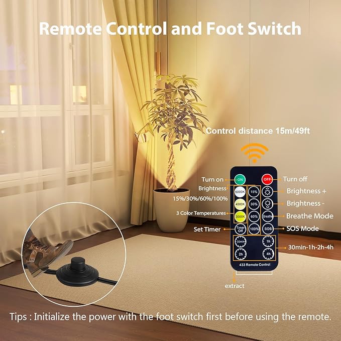Brightown 2 Pack Floor Can Lights - 6000K LED Up Lights with Remote and Timer, 3 Color Temperatures and Dimmable Uplighting Spotlights for Dark Corner Sofa House Plant Wall Artwork Indoor