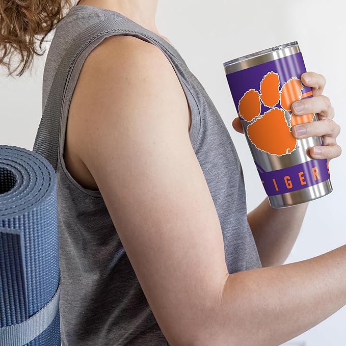 Rico Industries NCAA 20oz Stainless Steel Tumbler with Lid - Great For Coffee, Tea, Water or Cocktails