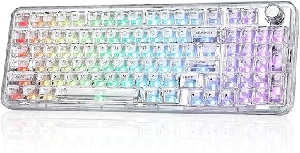 YUNZII X98 Clear Wireless Mechanical Keyboard with Knob (White,Snow Switch)