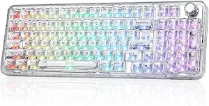 YUNZII X98 Clear Wireless Mechanical Keyboard with Knob (White,Snow Switch)