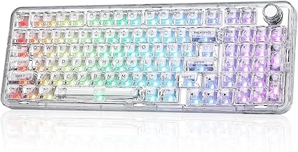 YUNZII X98 Clear Wireless Mechanical Keyboard with Knob (White,Snow Switch) - Image 1