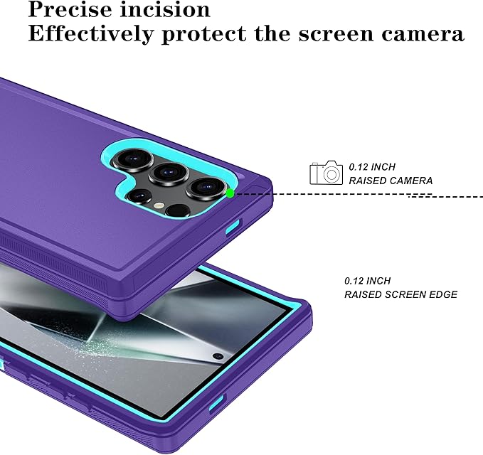 ONOLA Phone Case for Samsung Galaxy S25 Ultra Case with HD Screen Protector, Heavy Duty Shockproof & Dropproof 3-Layer Cover Phone Case for Galaxy S25 Ultra 6.9''，BeltClip_Purple